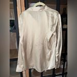 Abercrombie & Fitch Abercrombie satin button down shirt long sleeve top champagne beige metallic Photo 3
