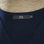 ISLE ESSENTIALS Navy Blue 100% Merino Wool V Neck Button Front Cardigan Sweater Size L Photo 2