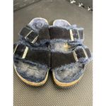 Birkenstock  Navy Blue Arizona Shearling Slide Sandal Comfort Casual‎ Boho Photo 2