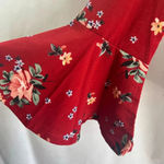 Boohoo Red Floral Bell Sleeve Peplum Lace Bodice Boho Top Size 6 Photo 4