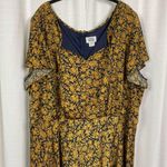 Unique Vintage  Navy Blue&Yellow Floral Tie Front 1940’s Swing Midi Dress Sz.5x Photo 1