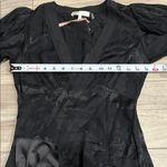 Love Shack Fancy  Black Jacquard Puff Sleeve Mini Dress XS Satin Ruffle Hem NWT Photo 11