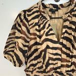 J.Crew NWT Zebra Stripe Smocked Waist Cotton Short Sleeve Midi Dress Size Small Photo 4