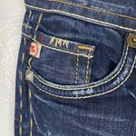 MER Dark Wash Distressed Intentionally Ripped Flare Leg Denim Jeans, Size 27 Photo 6