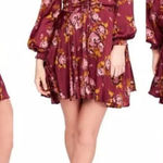 Free People New! Womens Printed Morning Light Mini Dress size 2 Long Sleeve Photo 0