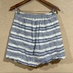 J.Crew  Boardwalk Linen Skirt Blue White Striped Nautical Pockets Mini Photo 4