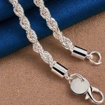 Elegant 925 Sterling Silver Rope Chain Necklace & Bracelet Set.New w/ gift box Photo 3