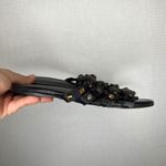 Ioannis Black Leather Gladiator Sandals Studded Wood Beads Slide Photo 2