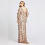 Mac Duggal Womens Plus Size Beaded Sequin 3/4 Sleeve Gown Rose Gold 4857 Photo 4