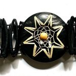 Vintage coconut wood tagua nut raffia star stretchy bracelet Photo 1
