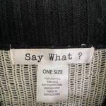 Say What? NWOT Say What Women’s black tan geometric line turtleneck‎ poncho sweater 1 size Photo 4