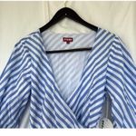 Staud Jodie Midi Wrap Dress Sea Stripe Size Small Bridal Wedding Guest Picnic Blue Photo 5