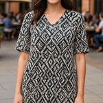 Derek Lam 10 Crosby  Black & White Geometric Boxy Cotton Dress Size 2 Photo 0