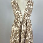 House of Harlow Linen Blend Tropical Tie Back Mini Dress Brown Photo 0