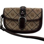 Dooney & Bourke  Brown and Khaki Signature Canvas Wristlet Photo 0