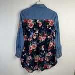 Calessa Women’s Size S Tunic Top Shirt Embroidered Button Down Blue Long Sleeve Photo 8