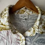 Aura  floral colorblock button down‎ shirt linen blend Women’s SIZE SMALL new Photo 3