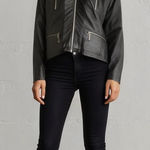 Black Faux Leather Fur Lined Jacket. P2P 20”, Length 22” Size Large NWT Photo 0