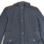 Laundry by Shelli Segal Laundry Shellie Segal Navy Blue Quilted Jacket Women Medium Faux Fur Hood Casual Photo 2