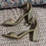 Ankis gold Open Toe Ankle Strap Chunky Heel Sandals 7 2.75 Inch heel Photo 0