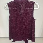 Banana Republic  maroon lace with neck tie blouse size small Photo 2