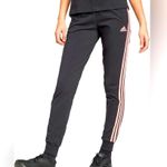 Adidas Black Track Pants with Pink Accents Photo 0