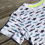 WHITE AND BLUE SHARK ANIMAL GRAPHIC TEE Size XS Photo 1