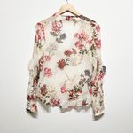 Nicholas Silk Chiffon Semi Sheer Long Sleeve Ruffle Button Front Blouse Shirt 2 Photo 3