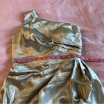 NWOT light green satin one shoulder bridesmaid dress with slit size 4 lace back Photo 7