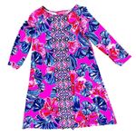 Lilly Pulitzer  Ophelia‎ Plumeria Pink in Hollidaze Knit Swing Dress XS Colorful Photo 2
