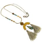 Lucky Brand  grey tassel Jasper long pendant arch necklace Photo 1