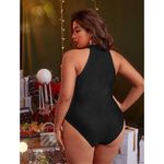 NEW Fringe Trim Tassel Leotard Halter Cami Bodysuit 4X Black Photo 2