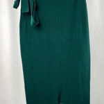 Roolee  Ribbed Tie Waist Front Slit Midi Skirt‎ in Green Size Medium Photo 0