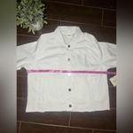 Rafaella  Weekend floral Embroidery white denim 3/4 sleeved jacket sz Large Photo 5