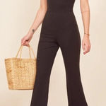 Reformation  Wesley  ribbed black tie shoulder jumpsuit L Photo 0