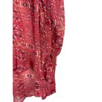 Free People Bright Red/Pink Boho Slouchy Sheer Hi Low Button Up Top S Photo 3