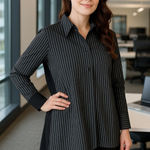 Stella Carakasi Real Life Tunic Stripe Stretch Poplin Black White Size Small Photo 0