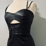 ZARA Bloggers Fav Topstitched Faux Leather Midi Slit Christmas CutOut Dress Sz M Photo 10