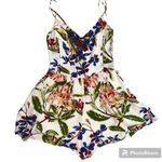 Jenn & Jo Tropical Floral Spaghetti Strap Romper Shorts Size L Hawaiian Red Size L Photo 0