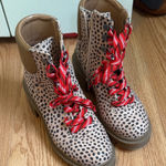 Universal Threads Universal‎ Thread Polka Dot Combat Boots Women Size 7 Red Laces Ankle Boots Photo 0