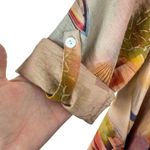 Radzoli Artsy Floral Button Up Collared 3/4 Roll Tab Sleeve Tunic Dress Size S Photo 6