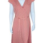 Madison Womens Medium Peach Polka Dot Wrap Dress With Belt V Photo 0