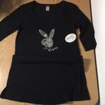 Playboy New Rare Vintage Pajamas Sleepwear Stretchy Soft Black/Silver Size Small Photo 5