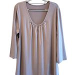 Susan Graver Susan Graver Scoop Neck 3/4 Sleeve Pullover Blouse Flowy Grey Beige Large Photo 0