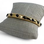 J.Crew Bangle Bracelet Shiny Gold Tone with Black Raised Cabochons Photo 4