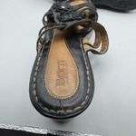 Born Women's Black Leather Flower Wedge Floral Sandals Size 9 Photo 7