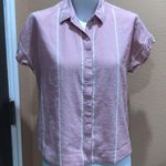 Lucky Brand  pink striped button up short sleeve shirt Photo 2