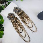 Smokey Grey Crystal Statement Elegant Earrings Gold Photo 0