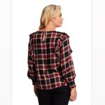 Jessica Simpson Top Plaid Ruffle in Tawny Port Black Red Size L New with Tag Photo 8