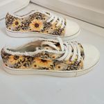 Canvas Low Top Sneakers Sunflower Print Platform Sole Sz 42/11US New Yellow Photo 2